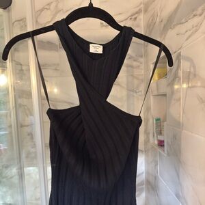 Abercrombie & Fitch Twisted-front, black, textured bodysuit Sz M